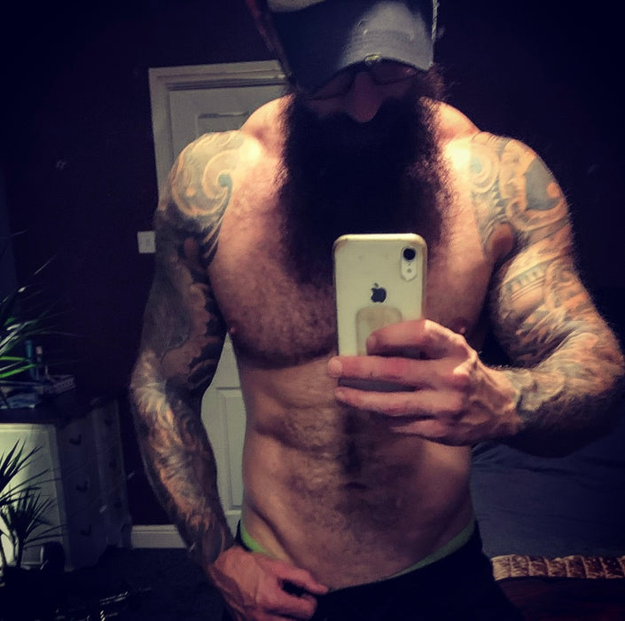 tattooed inked muscular hairy big pecs biceps daddy
